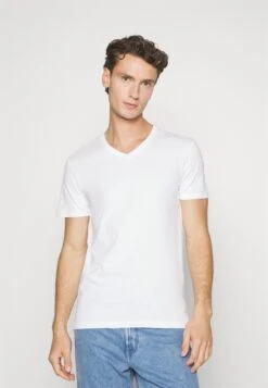 Pier One V Neck Bird Tonal 3 Pack - T-Shirt Basic - Light Brown/White/Dark Blue -Modieuze Herenkleding 1f5463f9c0604b97998b18e77595bc5f