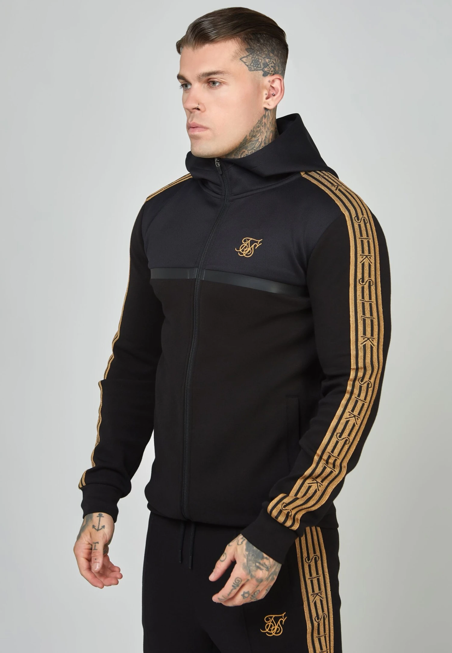 SikSilk Tape Zip Thru - Sweater Met Rits - Black 3 SikSilk Tape Zip Thru - Sweater Met Rits - Black