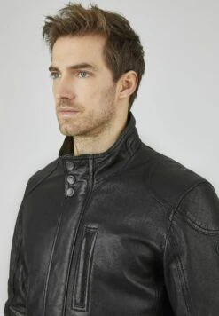 Bugatti Mit Abdeckleiste Und Stehkragen - Leren Jas - Schwarz -Modieuze Herenkleding 6438c4ac1c664d6ea1e43f6b2aafee5c