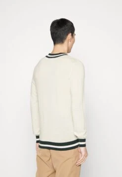 Hackett London Contrast Trim V Neck - Vest - Ecru/Green -Modieuze Herenkleding b34077b6bb7e4dc3a98b9e441be1aa8a