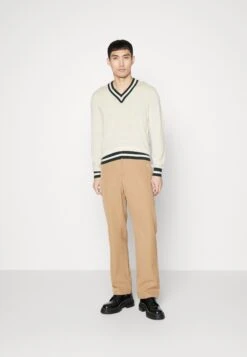 Hackett London Contrast Trim V Neck - Vest - Ecru/Green -Modieuze Herenkleding b72137a700184a4f8330429d9cef54f6