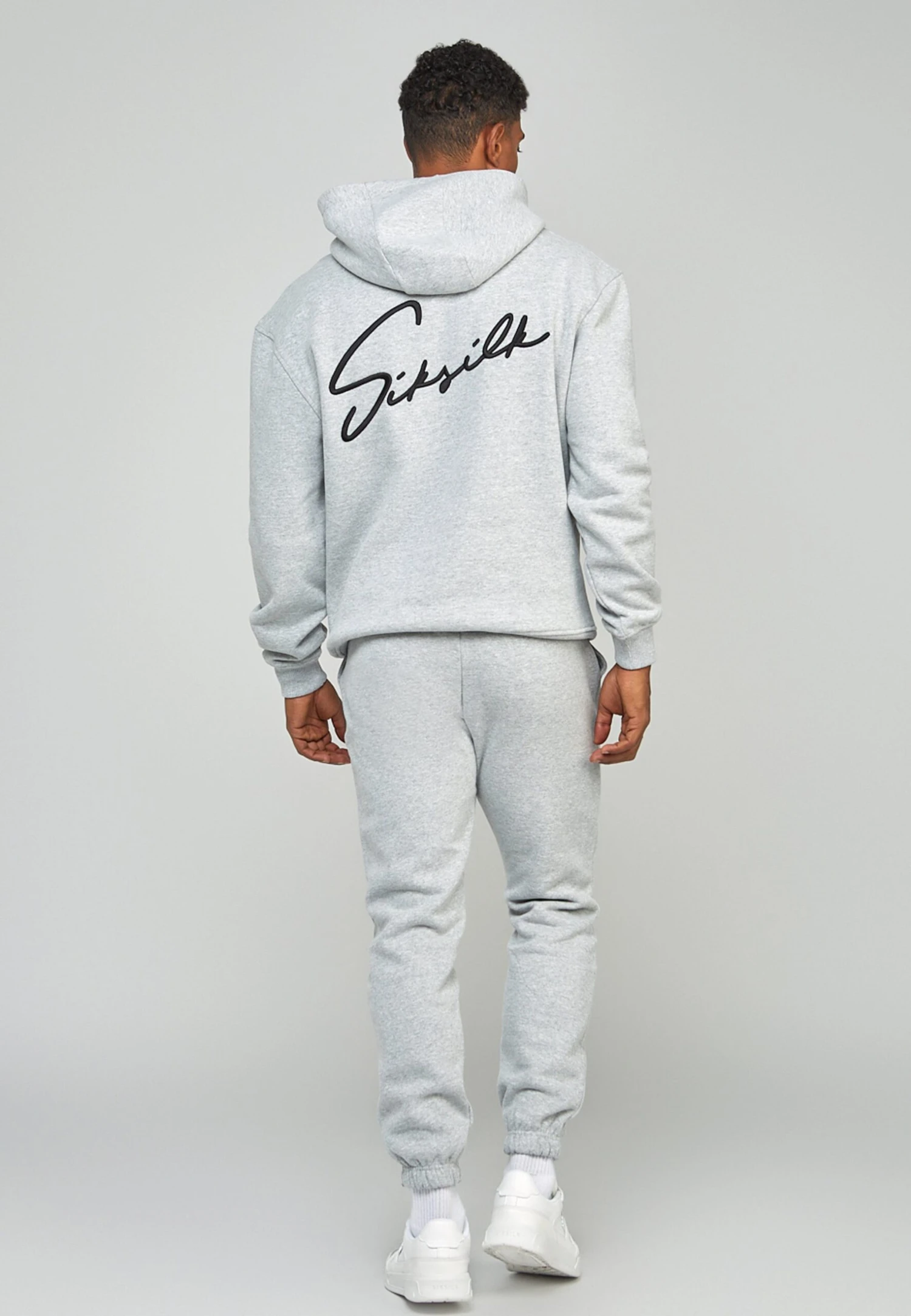 SikSilk Script Embroidery- Hoodie - Grey Marl 5 SikSilk Script Embroidery- Hoodie - Grey Marl - Afbeelding 3