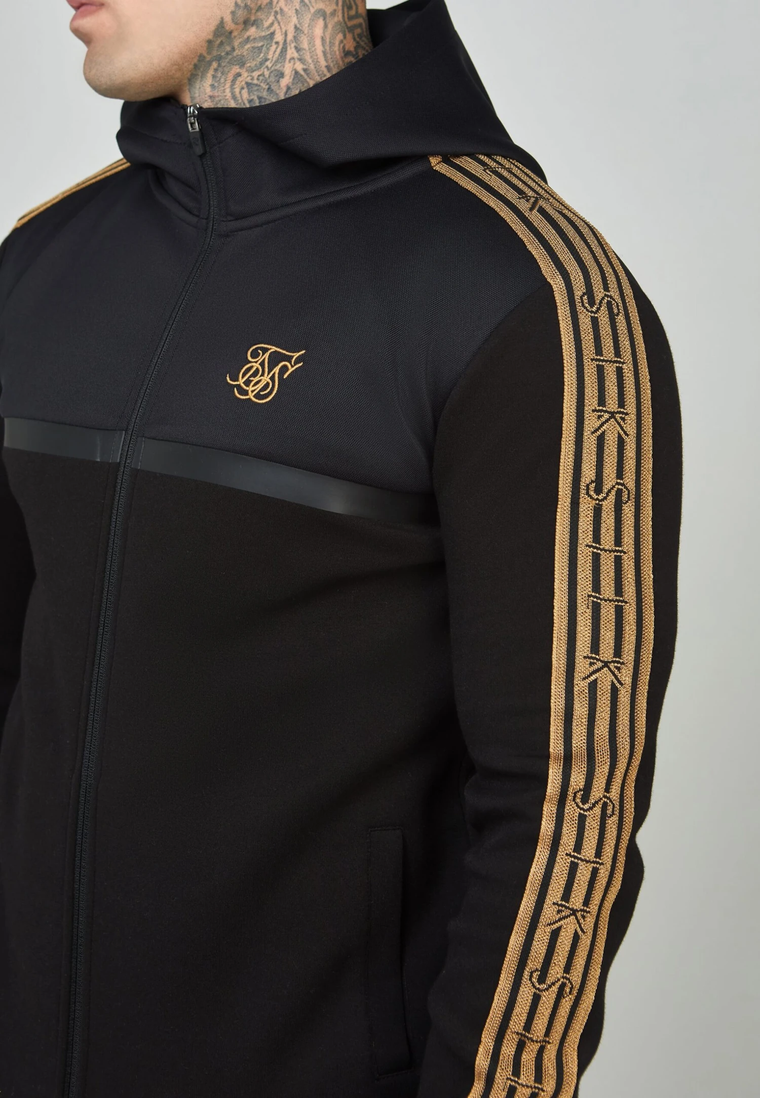 SikSilk Tape Zip Thru - Sweater Met Rits - Black 7 SikSilk Tape Zip Thru - Sweater Met Rits - Black - Afbeelding 5